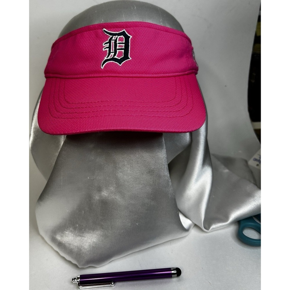 Detroit Tigers MLB Kroger Adjustable Visor Bright Pink Embroidered Logo Hat